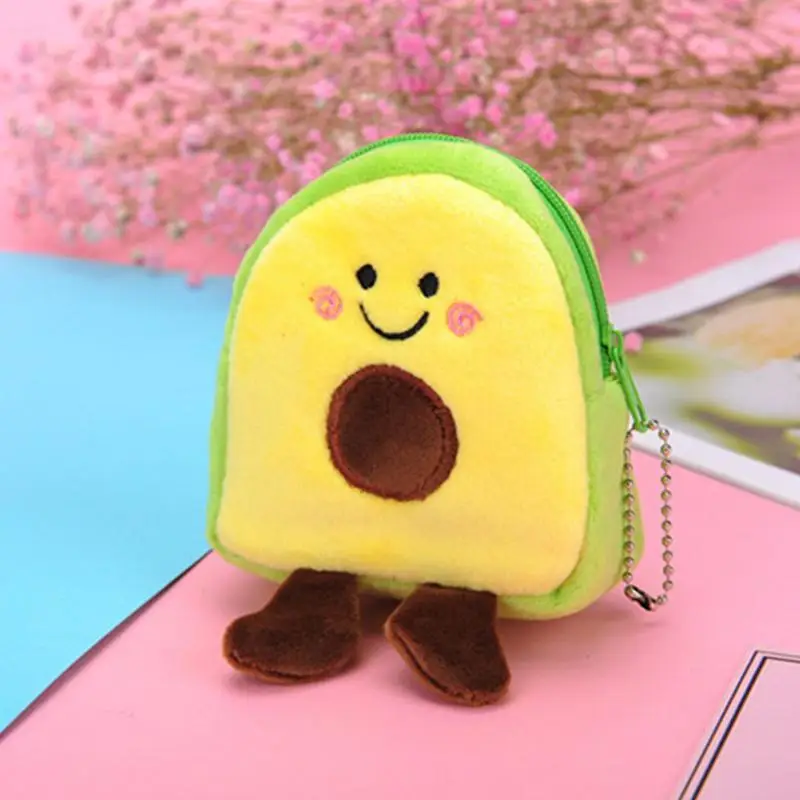 Plush Coin Purse Avocado-Shaped Portable Change Wallet Purse Wallet Coin Pouches for Change Coin Cards Keys Lipstick Lip Balm