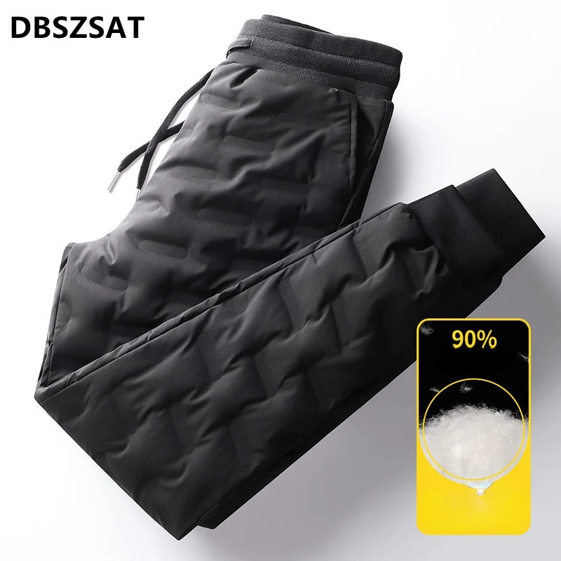 

Winter Warm Men Down Pants 90%White Duck Down Outdoor Sports Waterproof Straight Pants Male Hiking Down Trousers 4XL