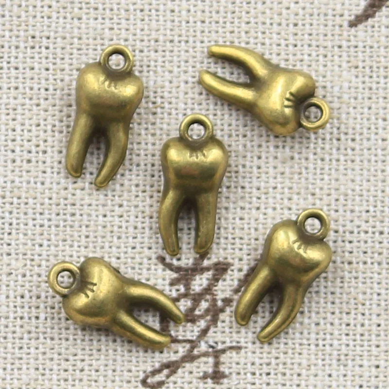 12pcs Charms 3D Zombie Tooth Teeth Molar 16x8x5mm Antique Bronze Silver Color Plated Pendant Making DIY Handmade Tibetan Finding