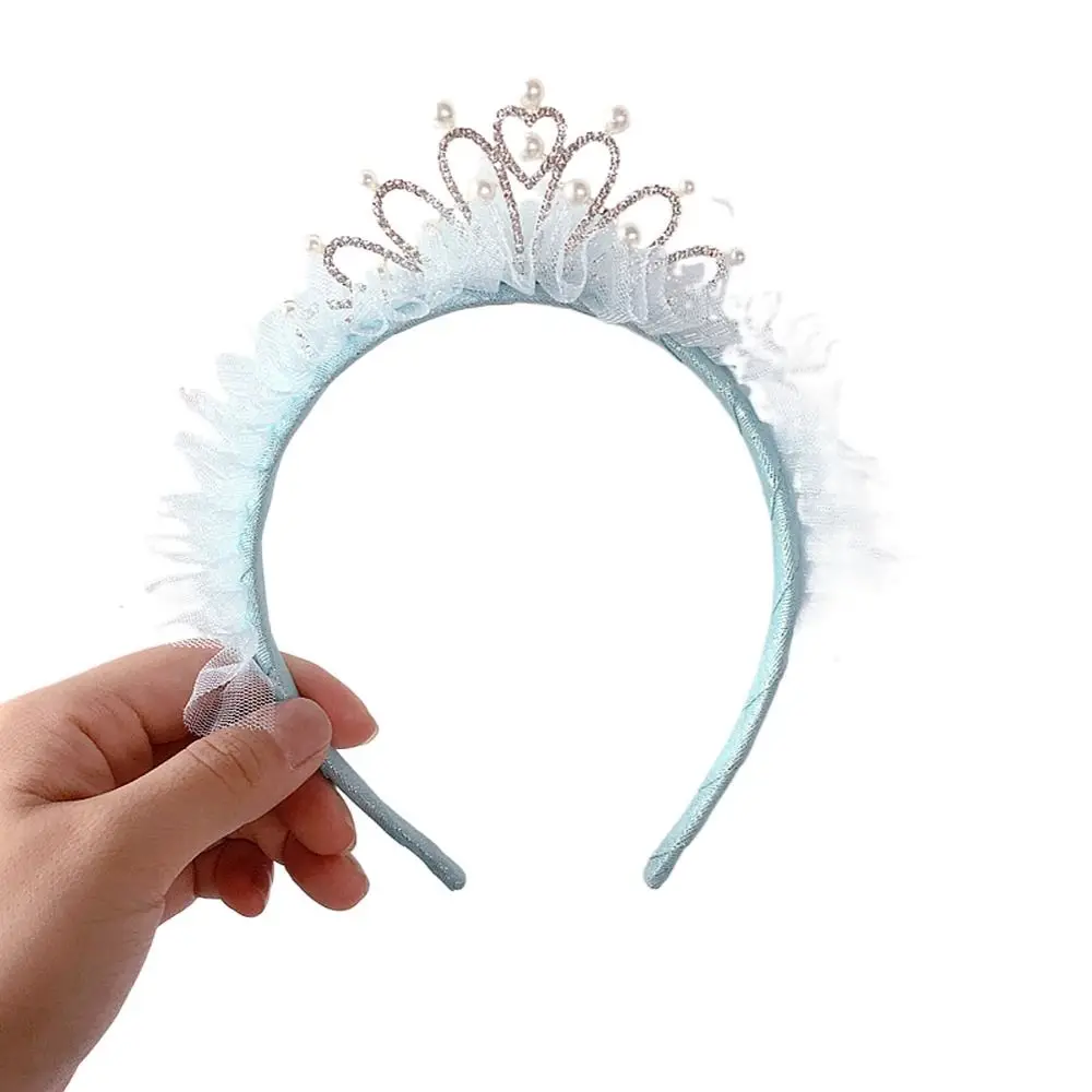 New Birthday Party Princess Hair Band Crown Imitation Pearl Rhinestone Headband for Girl Korea Style Fashion Hair Accessories