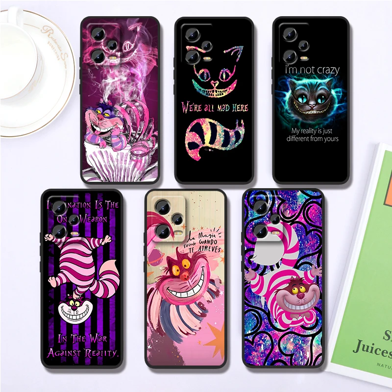 

Alice In Wonderland Cheshire Cat For Xiaomi Redmi Note 13 12R 12 12S Turbo 11 11T 11S 10 10S Pro Plus 5G Black Back Phone Case