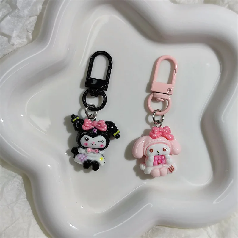 Kawaii Sanrio Kuromi My Melody Keychain Cute Hello Kitty Gift Pendant Keyring Anime Cinnamoroll Pompom Purin Children Keychains