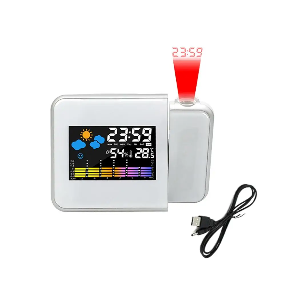 Projection Clock LED Color Screen Weather Forecast Clock Electronic Clock Perpetual Calendar Weather Projection Alarm Clock view 6