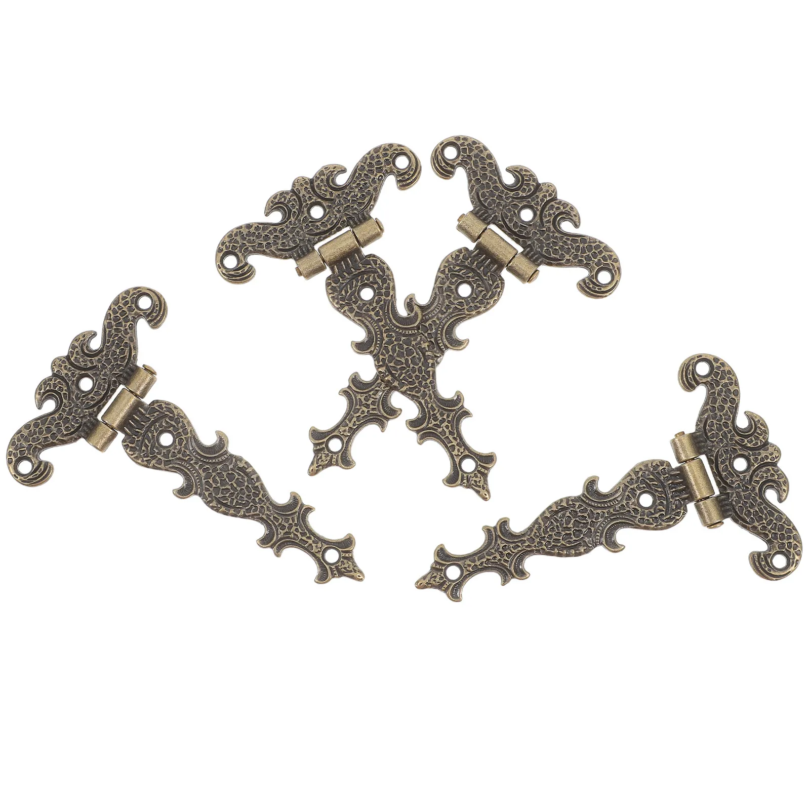 4Pcs Small Zinc Alloy Hinges Vintage Style Hammered Texture Rustproof Decorative Hinges for Wooden Boxes Cabinets Drawers Trunks