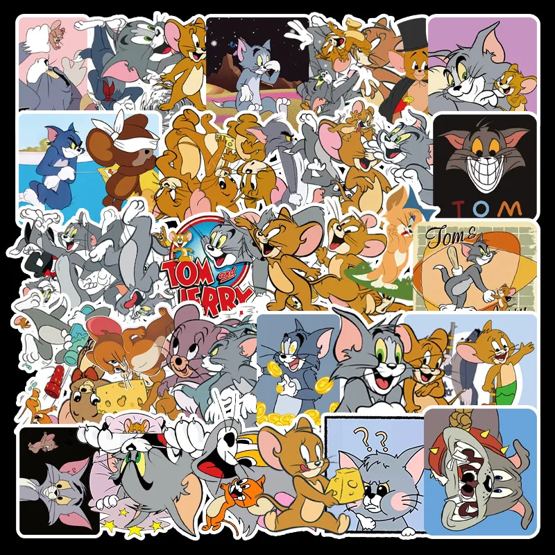 50 ชิ้นอะนิเมะการ์ตูนแมวและหนูดูเดิลเด็กสติกเกอร์กันน้ำ