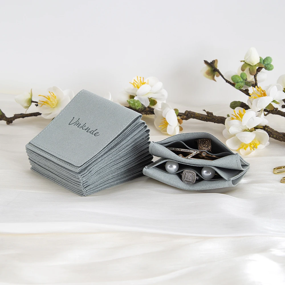 

100 шт., сумка для ювелирных изделий, бархатные сумки-конверты из микрофибры с отделениями, серьги, ожерелье, браслет, мешок для хранения, оптом