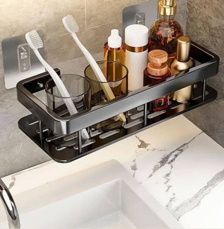 Bathroom Shelf Aluminum Alloy Shampoo Rack Kitchen  Organizer Shelves No Drill Corner Shelf Bathroom Accessories Kitchen shelves