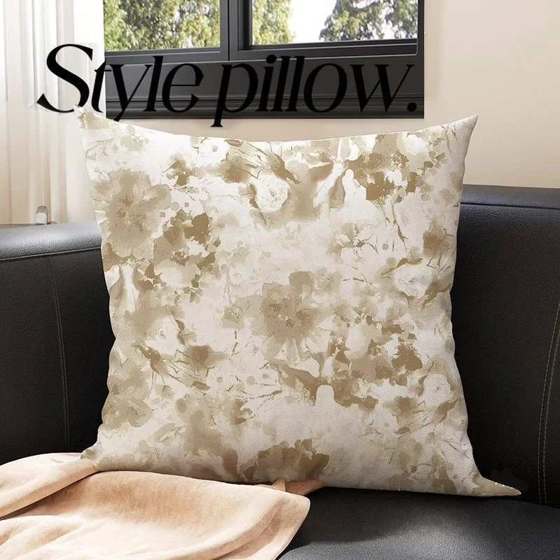Luxury Gold Brown Texture Digital Printing Pillowcase,sofa Living Room Style Cushion Cover, Bedroom Bedside Elegant Pillow Cover