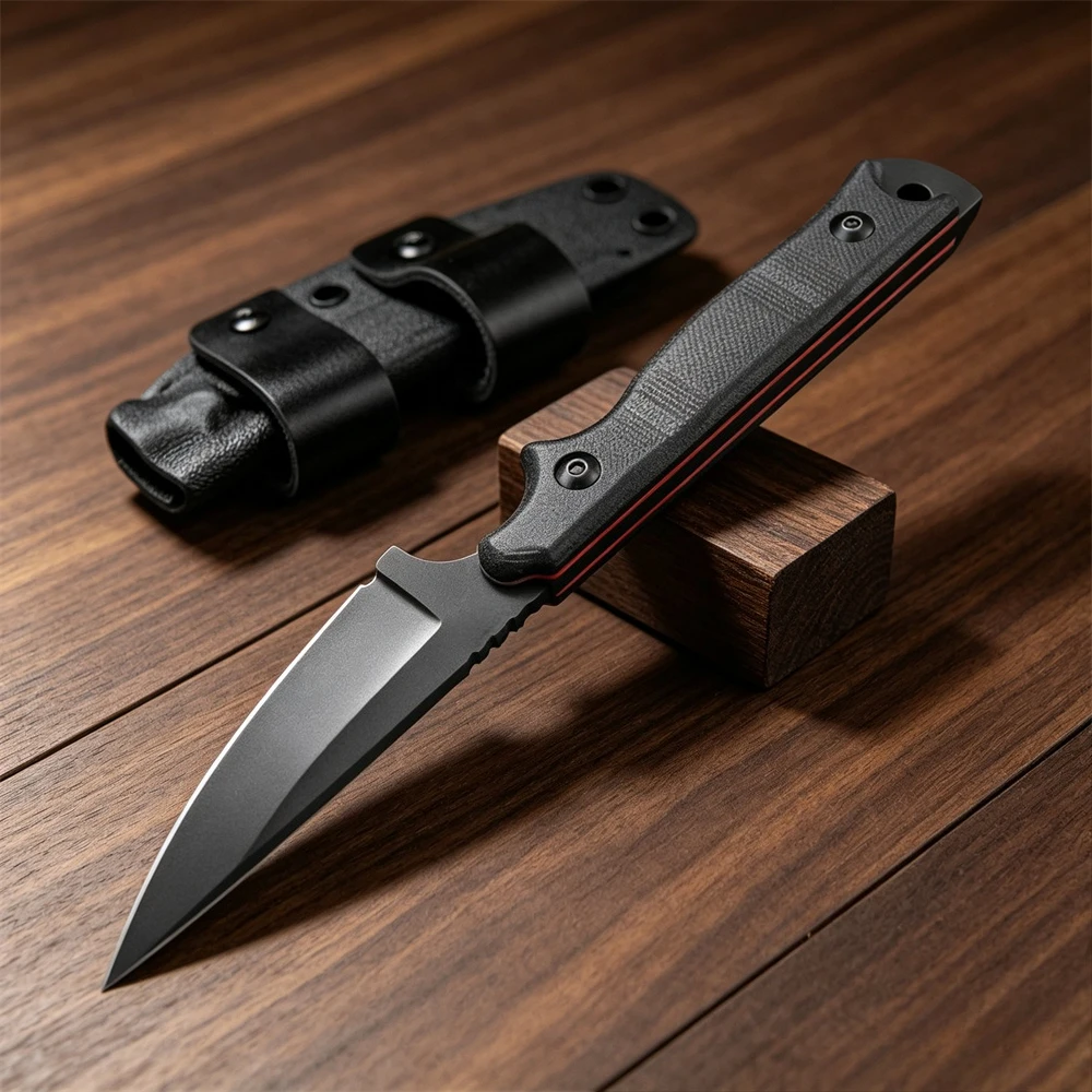 8Cr13MoV Steel Fixed Blade Knife G10 Handle Portable Multifunctional Outdoor EDC Knife for Camping Fishing Hiking and Survival