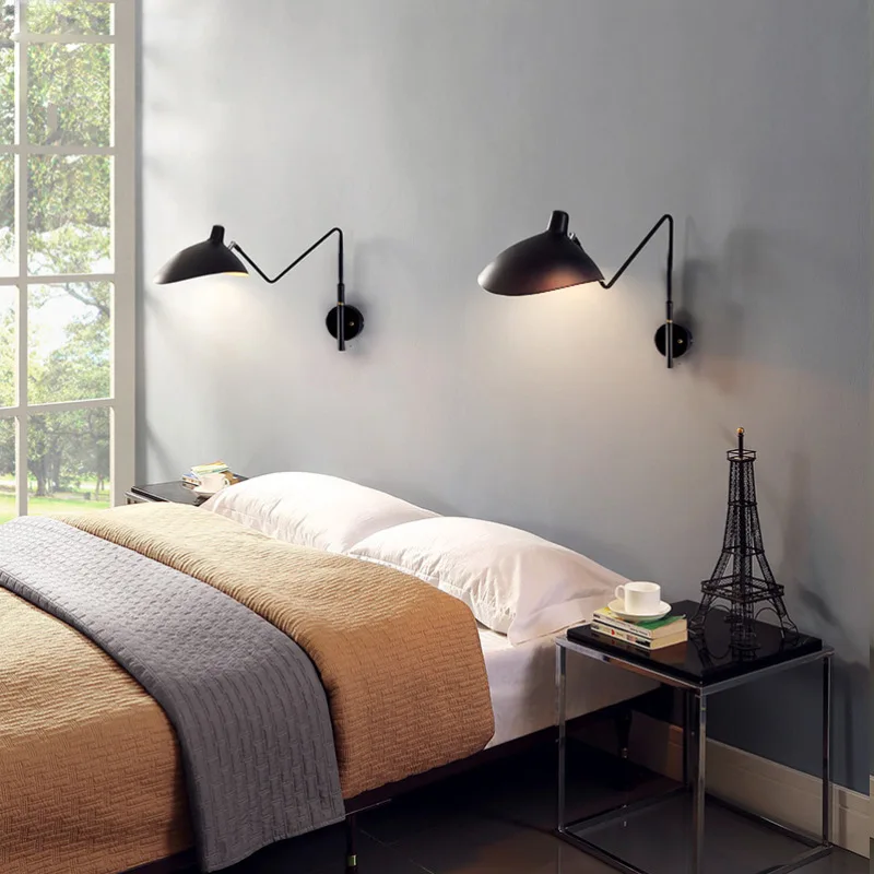 Modern Black Adjustable Led Wall Lamp for BathRoom Bedroom Vintage Industrial Rotatable Wall Lights for Home Wall Decor