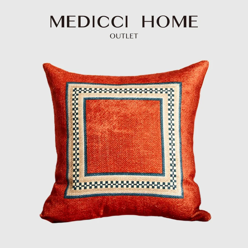Medicci Home Marseille Retro Brick Red Throw Pillow Cushion Cover Luxury  Chenille Fabric Texture Pillowcase Moroccan Home Decor