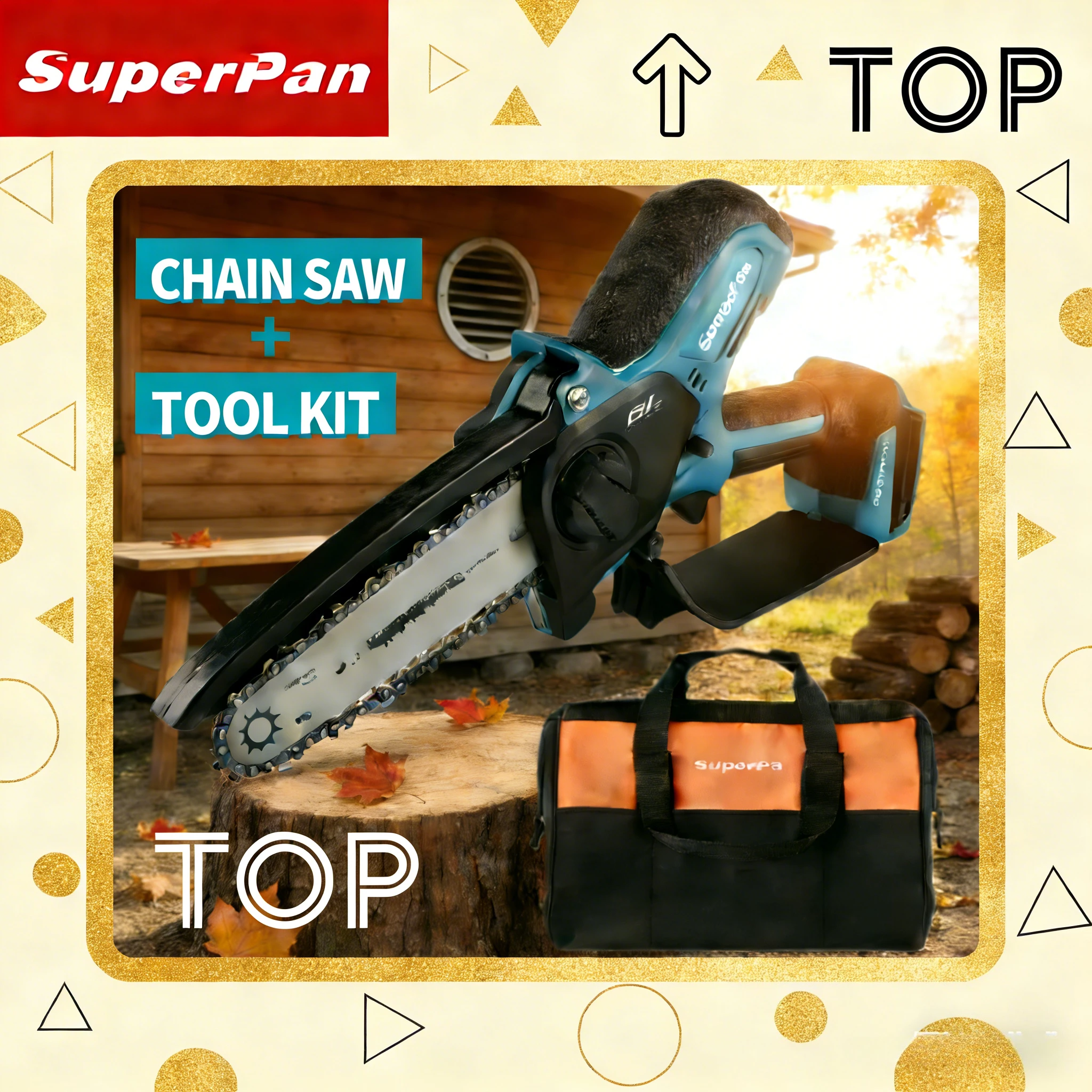 

Мини-цепная пила SuperPan, беспроводная, для обрезки, 420 мм, цепь 80TXL, для небольших садовых работ, совместима с аккумулятором Makita 18V.