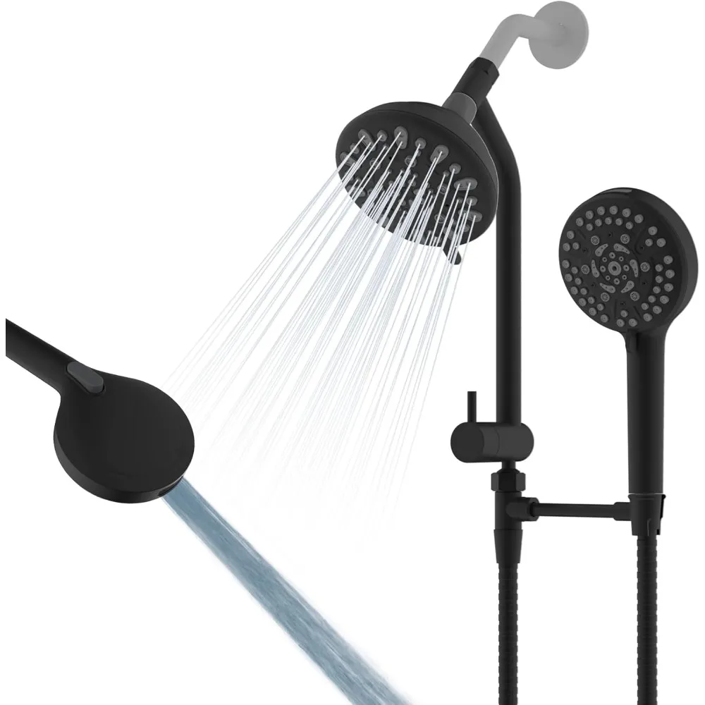 Комбинированная двойная ручная насадка для душа, 3-сторонний ручной душ высокого давления с 10 настройками и тропическим душем, отдельно или вместе, 2 в 1 душ