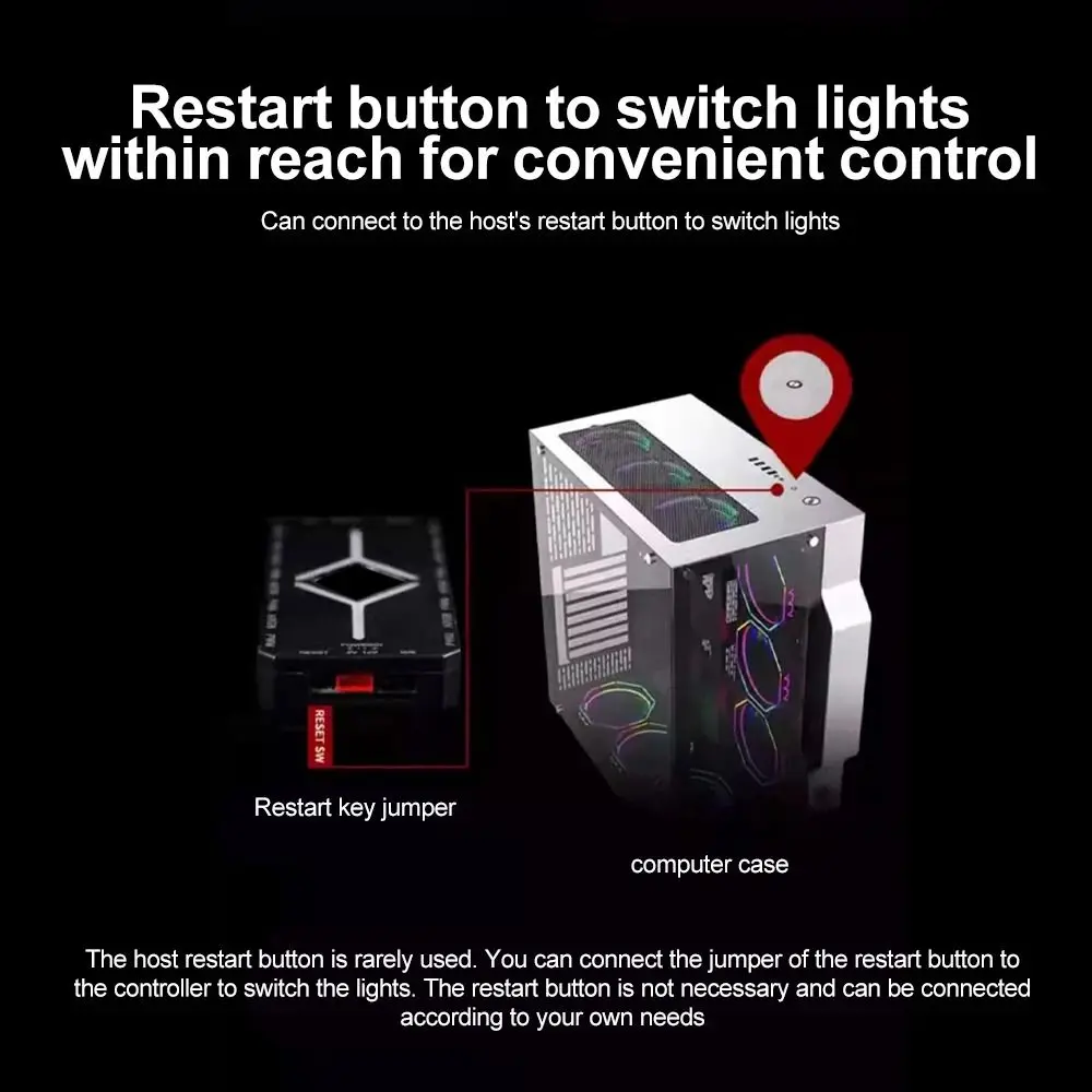 Portable 5V 3 Pin ARGB Fan Hub RGB Sync Multi-Interface PWM Fan Splitter Remote Control ARGB Controller PC Build