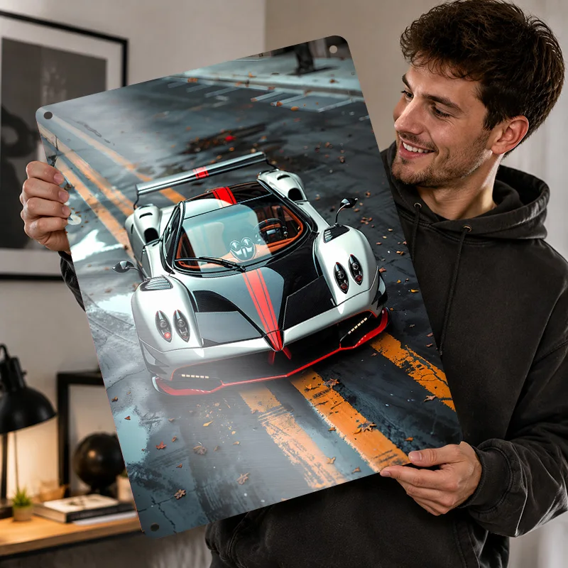 Italy Zonda Huayra Hypercar Supercar Textured Posters Customized Aluminum Metal Sign Mechanical Profile Wall Art For Living Room