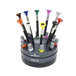 Bergeon 6899-S10 Rotating Stand with 10 Ergonomic Screwdrivers Set for Watchmakers