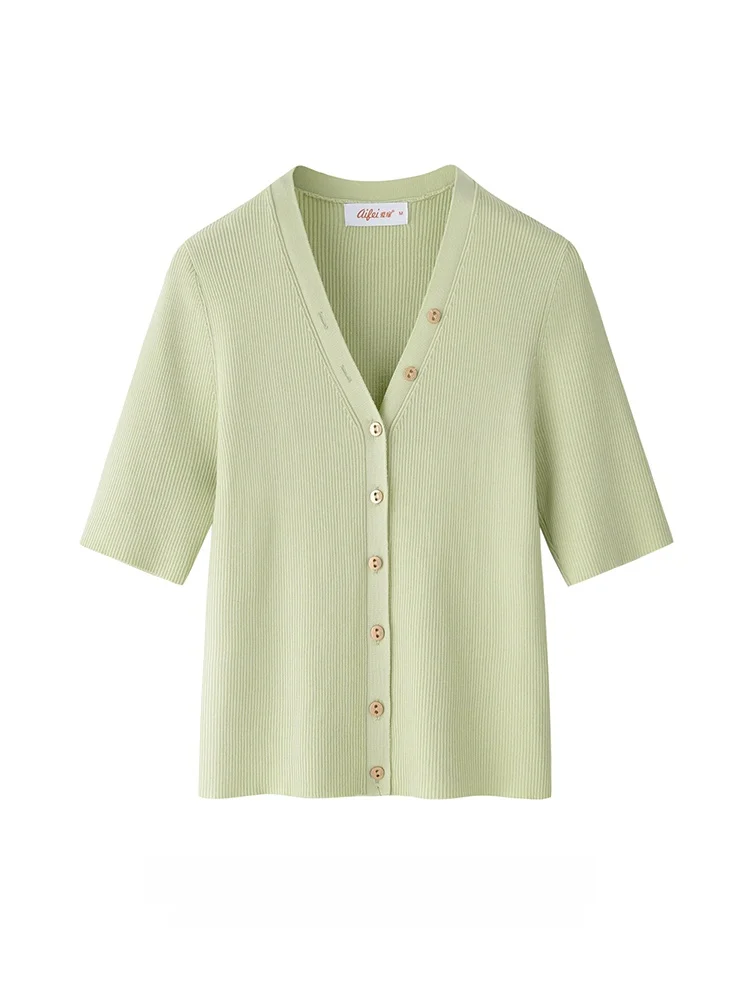 

Faionable Knitted Cardigan Sweater Casual Sle ort Sve Ladies Top Spring 2025 New Arrival Ele Leisure Wear