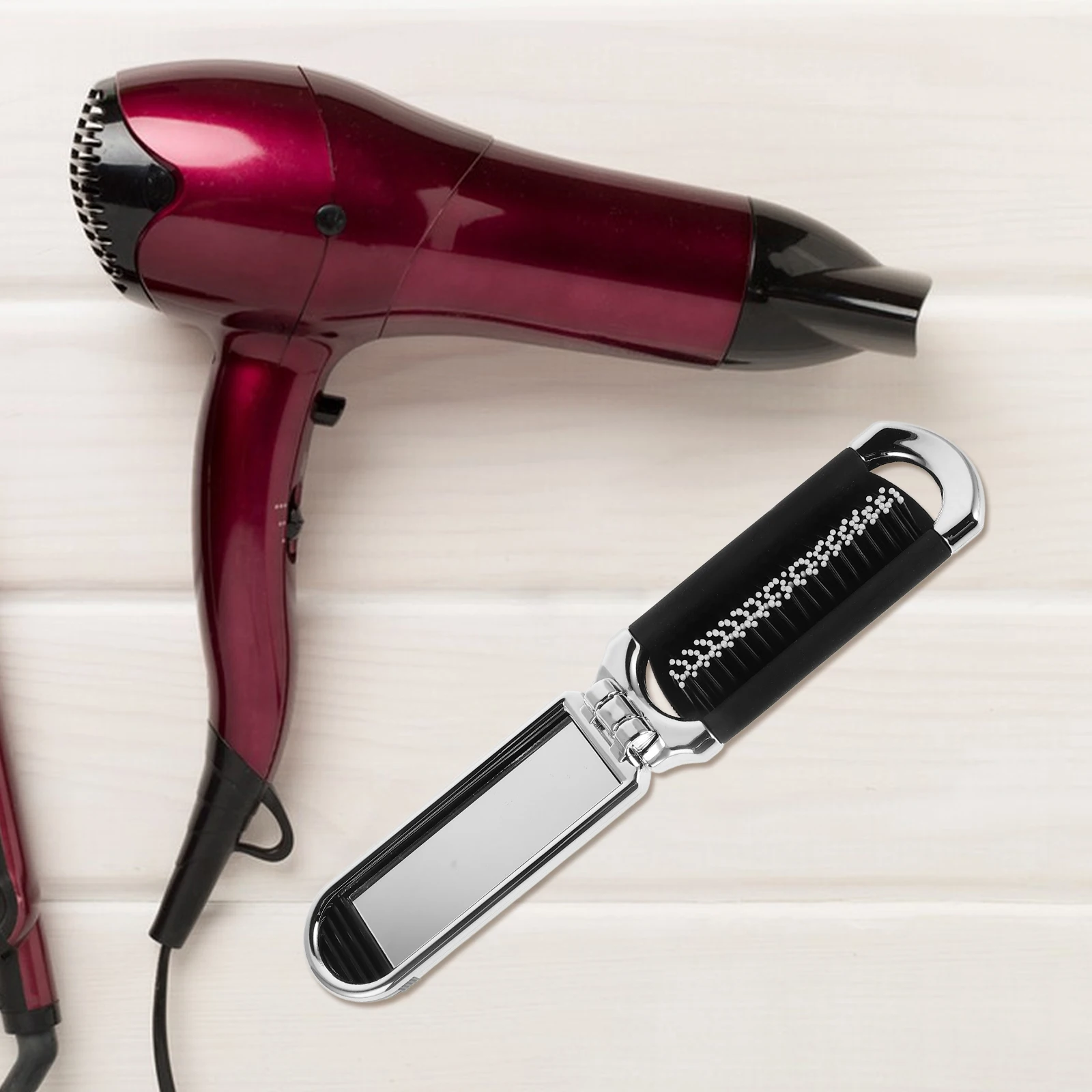 

1 set 1 Set Travel Paddle Brush Compact Hair Comb With Mirror Foldable Portable For Purse Small Lightweight Bowknot Charm