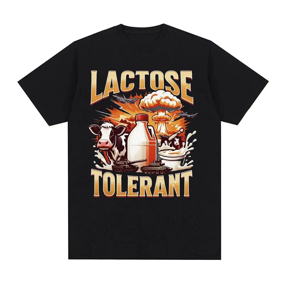 Lactose Intolerant Funny Meme Tee Shirt Men Women's Vintage Casual Short Sleeve T-shirt 100% Cotton Oversized Humor T Shirt Tops image 6