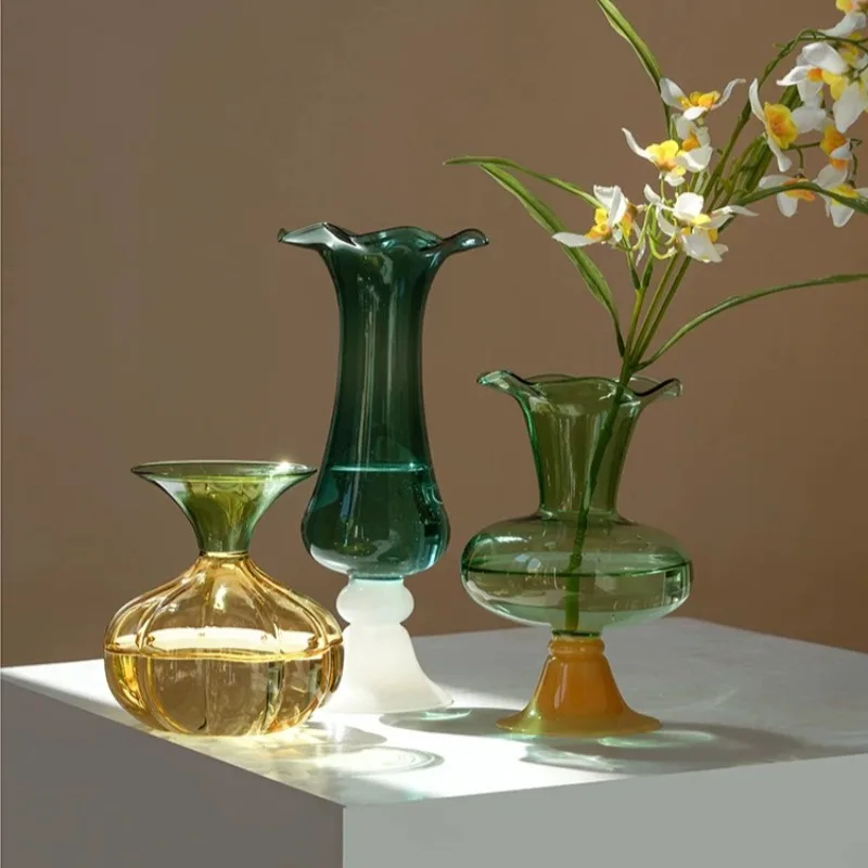 Glass Vase French Flower Arrangement Living Room Decoration Ornament تحف كبيره للمنزل В Скандинавском Стиле Jarrones Home Decor