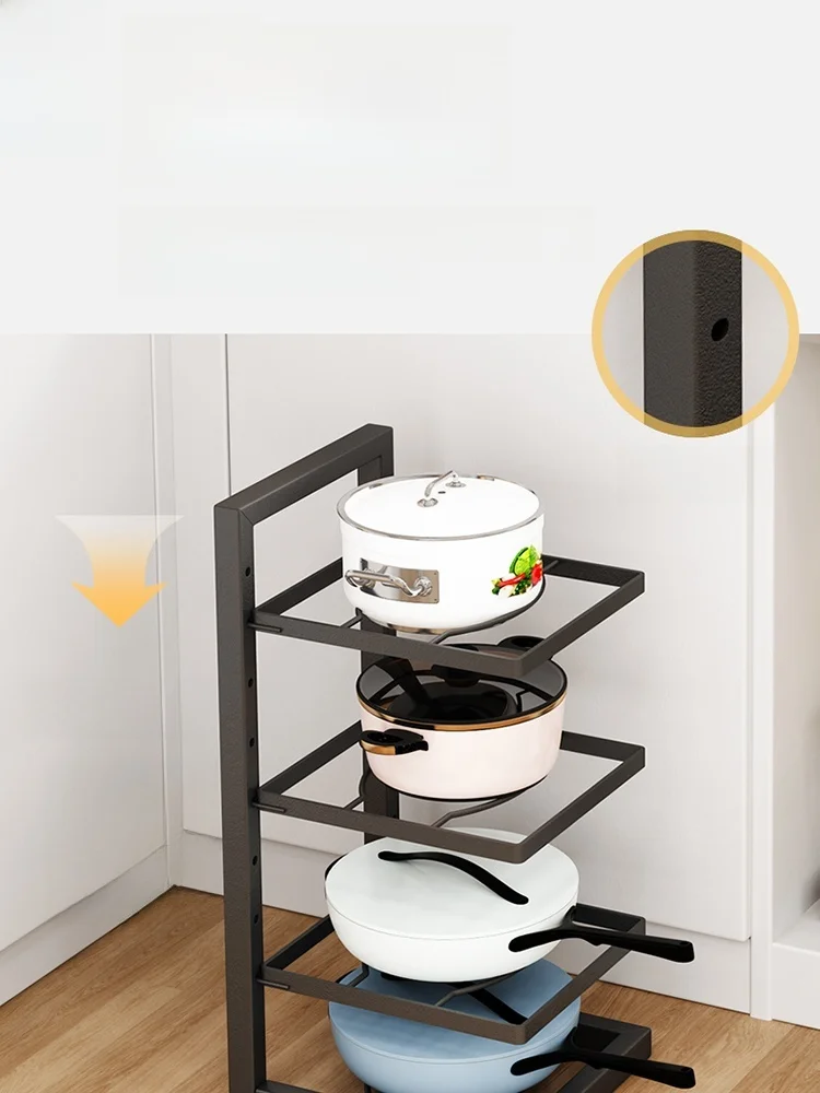 Modern Simplici Mehrschichtiger Küchentopf Ra Aufbewahrung Elfen Arbeitsplatte Waschbecken Schrank Topflappen Topfständer aus Kohlenstoffstahl