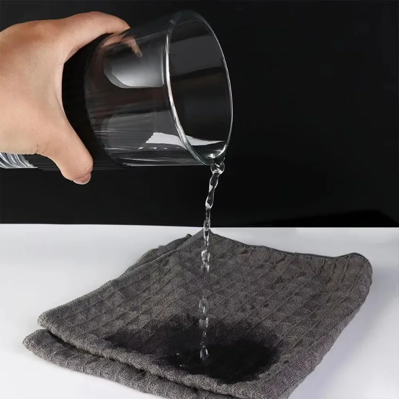 12pcs Microfiber Cleaning Cloths, Grid Weave Dish Towels, Super Absorbent Reusable Kitchen Cleaning Rags for Home