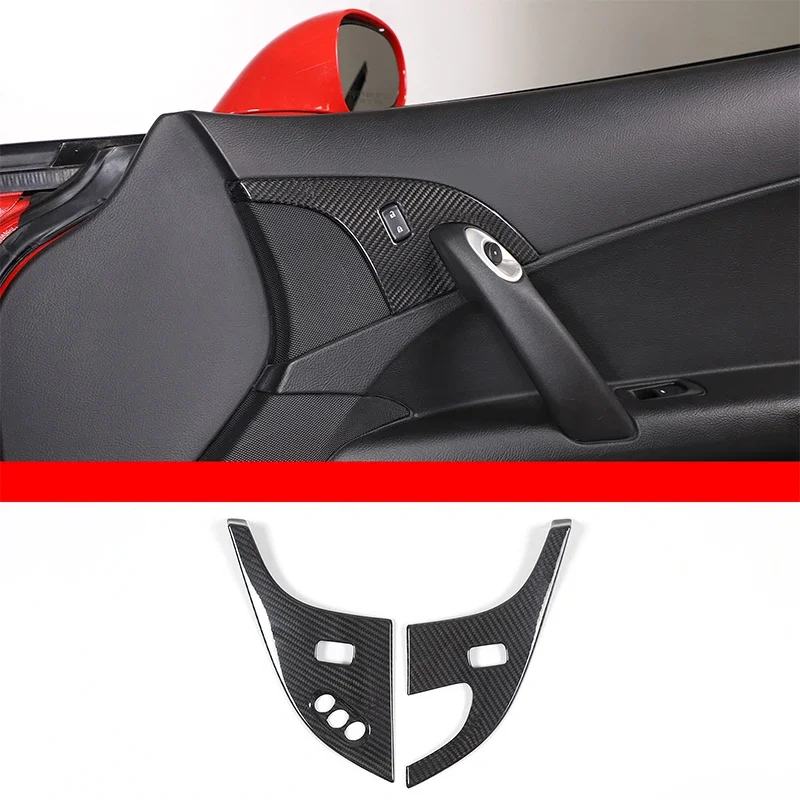 For 2005-2013 Chevrolet Corvette C6 Real Carbon Fiber Car Styling Car Child Lock Panel Sticker Car Interior Accessories 2Pcs