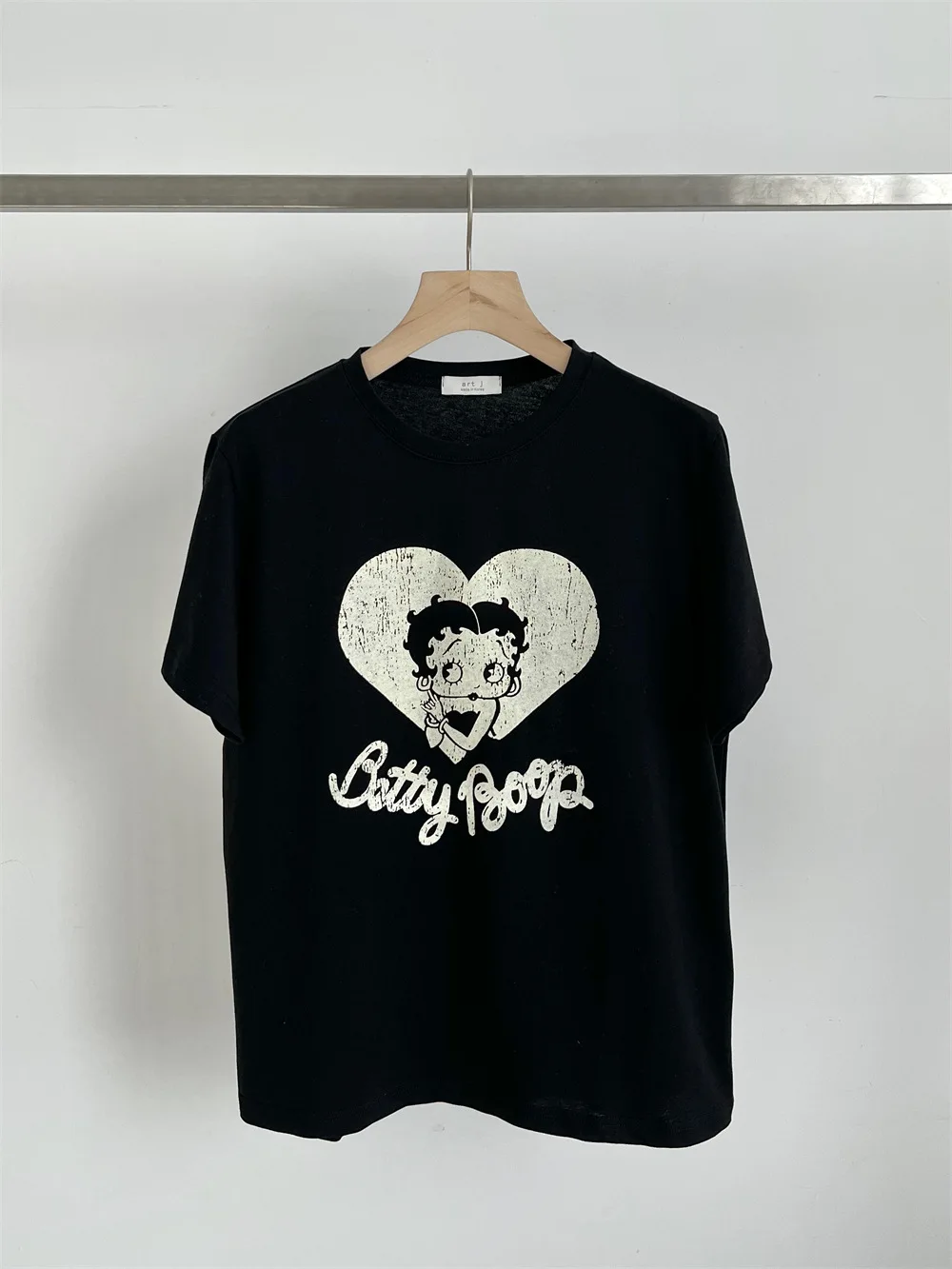 2023 Summer Korean Style Cartoon Miss Betty Letter Love Printed Women T-shirts Streetwear Casual Loose Short Sleeve Tops Tees