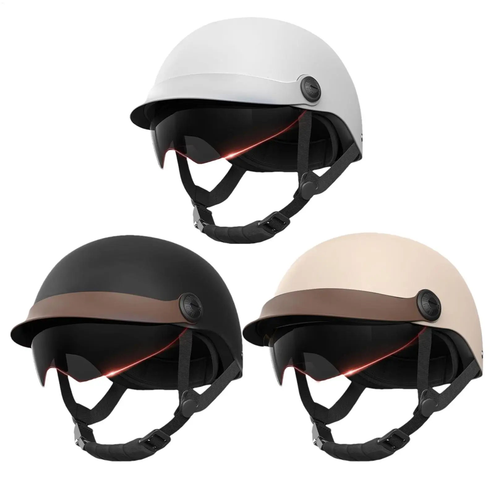Motorcycle Half Helmet with Sun Visor Multi-Sport Safety Cap Lightweight Half Headgear For Cruiser Scooter Bicycle Skate