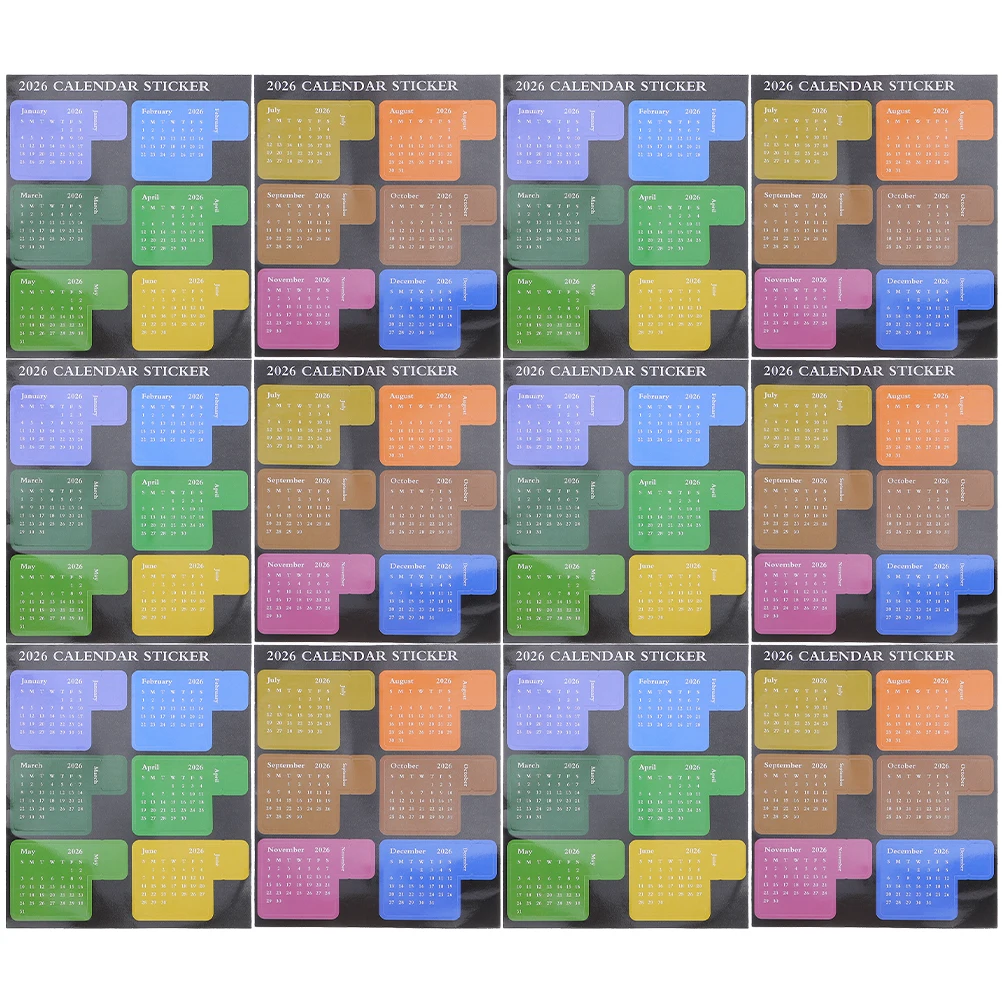 

8 комплектов наклеек-планировщика на месяц, 2026 красочных индексных вкладок для офиса, учебы, журнала, тетрадей, календаря, органайзера, вкладки календаря