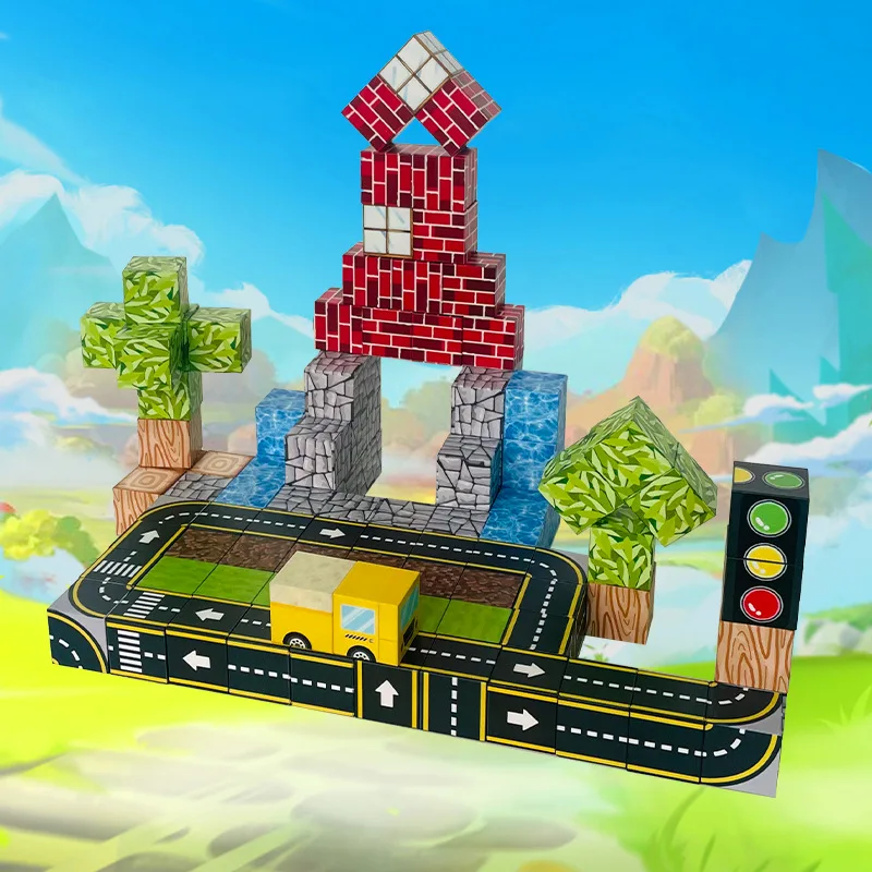 Magnetische Bausteine Mine World Magnet Cube Set für Jungen Mädchen Kind Alter 3+ DIY Modell Kinder Stem STEM Sensorisches Spielzeug Geschenk