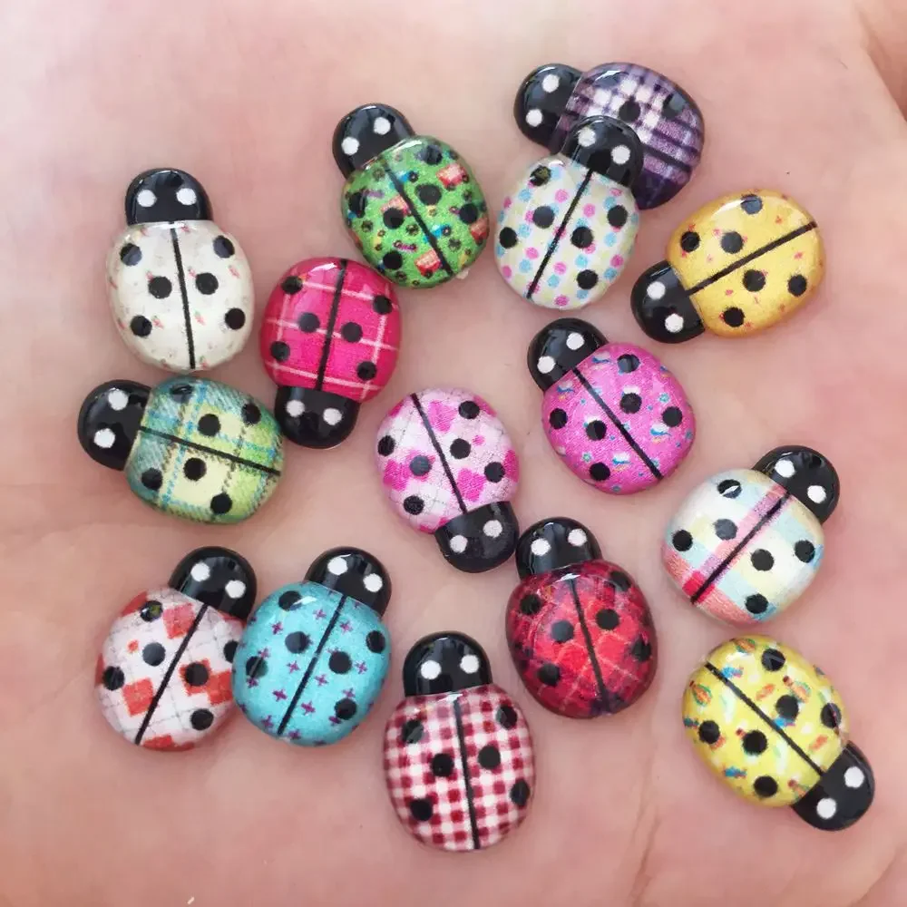 New 40pcs mix resin Cute Colorful beetle Flat back rhinestone appliques DIY Wedding scrapbook craft SF636