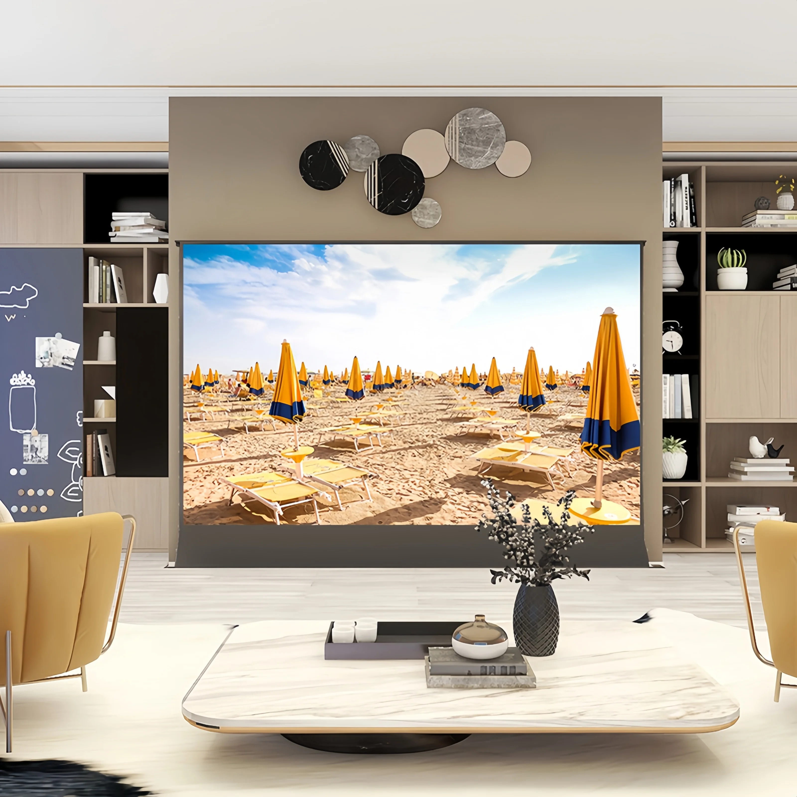 จอฉายภาพแบบเฟรสเนล ALR ขนาด 150 นิ้ว แบบมอเตอร์ขึ้นลงได้