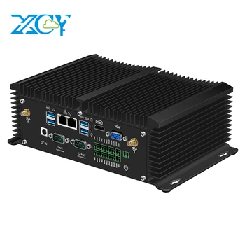 XCY Mini PC industrial sin ventilador i7 8550U i5 8250U 6x RS232 RS485 2x LAN GPIO HDMI VGA 8x USB compatible con WiFi 4G LTE Windows Linux
