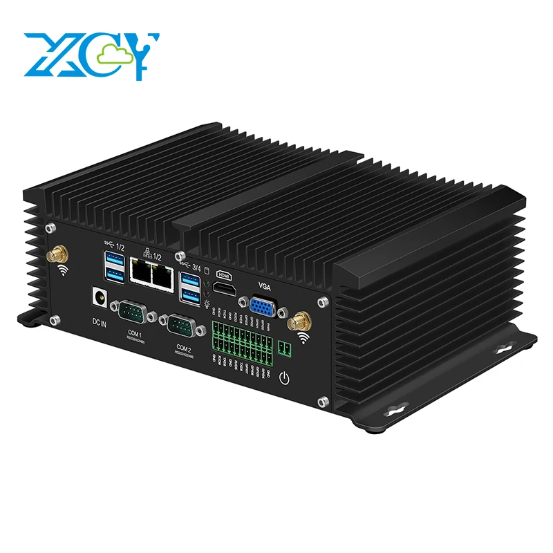 Imagem -01 - Xcy Fanless Industrial Mini pc i7 8550u i5 8250u 6x Rs232 Rs485 2x Lan Gpio Hdmi Vga 8x Usb Suporte Wifi 4g Lte Windows Linux