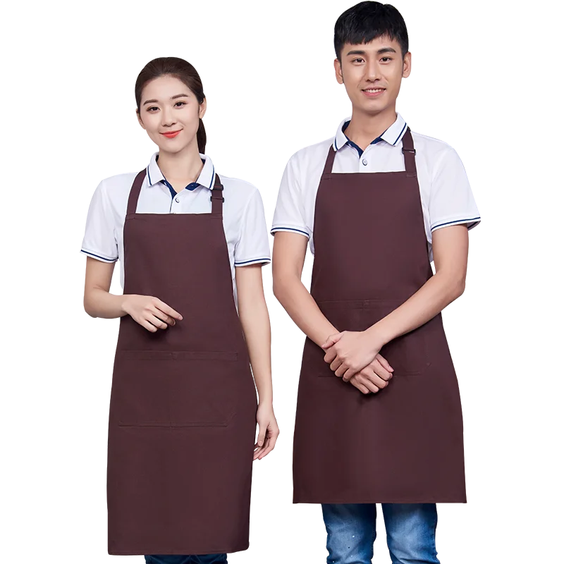 100% Cotton Apron for Kitchen Women Man Waterproof Chef Work Apron Restaurant Grill Food Shop Cafe Waiter Mandil Logo Customized