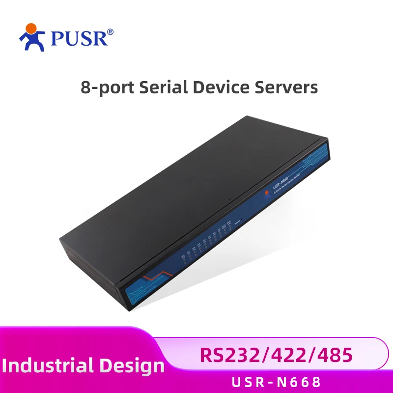 

PUSR RS232 RS485 RS422 serial to Ethernet converter industrial 8 port serial Service Device to ethernet USR-N668