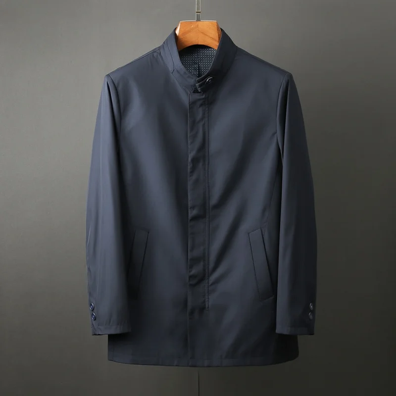 

Classic Men's Busin Parka Coat Pure Color Casual Faion Stand Collar Spring New Sle Paul Faion Outerwear Coat