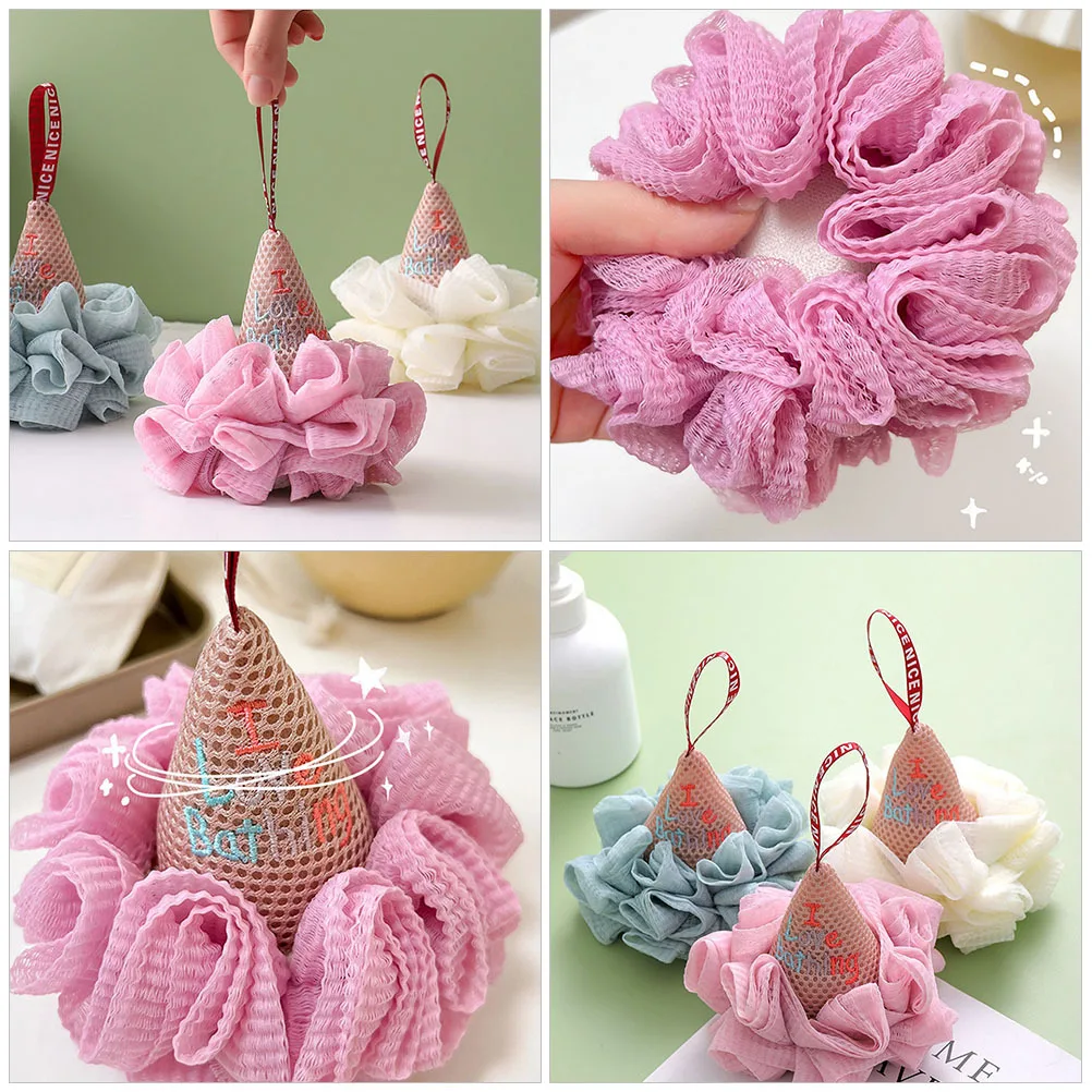 

2Pcs Shower Loofah Bath Ball Ice Cream Design Rich Foam Exfoliating Sponge for Body Washing Back Scrubber Bath Stuff Women Kids