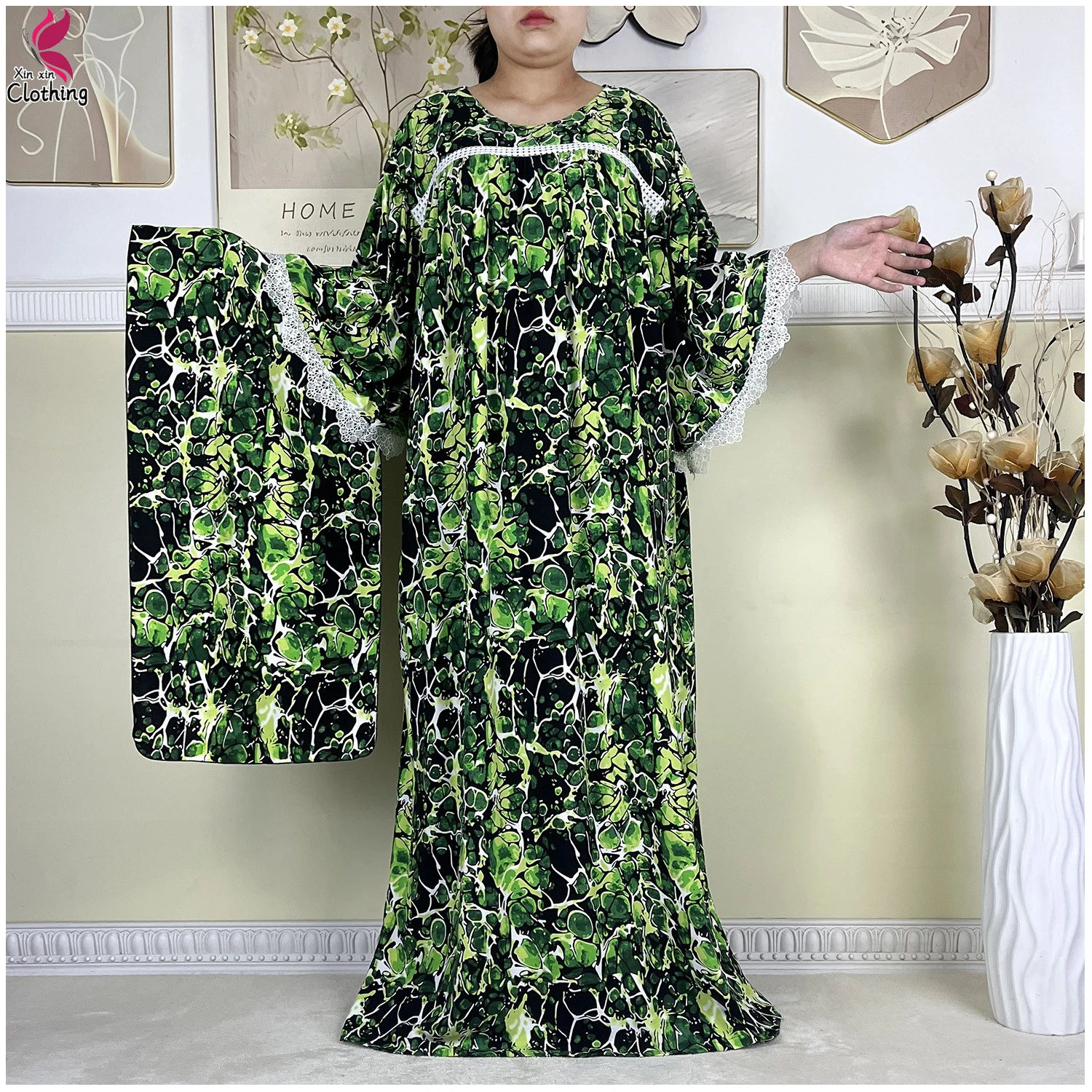 

2025Новое высококачественное африканское женское платье Дашики из чистого хлопка с цветочным принтом Boubou Maxi Islam, женское платье с длинным рукавом, Абая