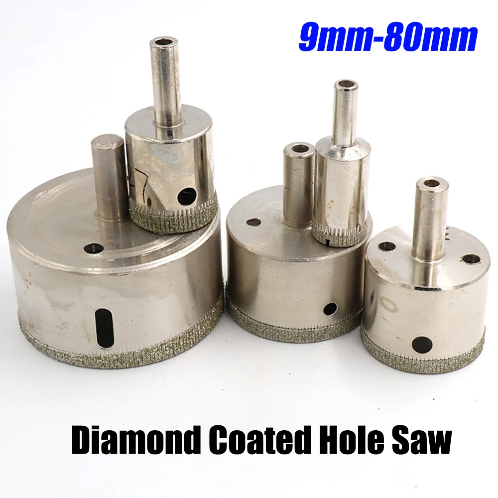 

1/10PCS Diamond Coated Hole Saw Core Drill Bit Tile Marble Glass Ceramic Drill Bit Set 9mm-80mm Power Cutting Tools Accessories
