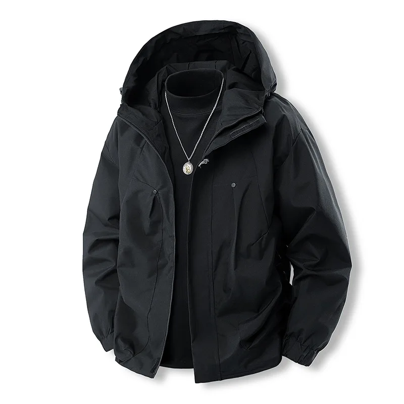 Autumn Men Jacket New Simple Solid Color Waterproof Windproof Male Hooded Coat Thin Long Sleeve Outdoor Daily Man Outerwear