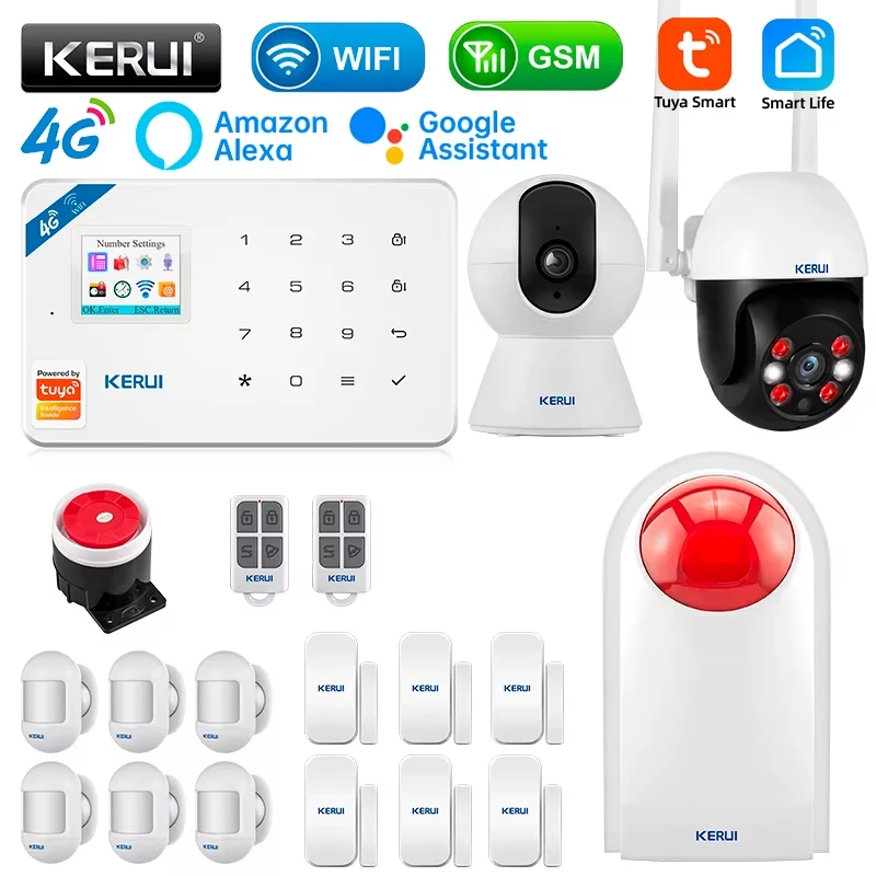 

KERUI W184 Smart Life Alarm System 4G/WIFI Home Security Alarm Kit Wireless Devices with Motion Sensor Window/Door Sensor Siren