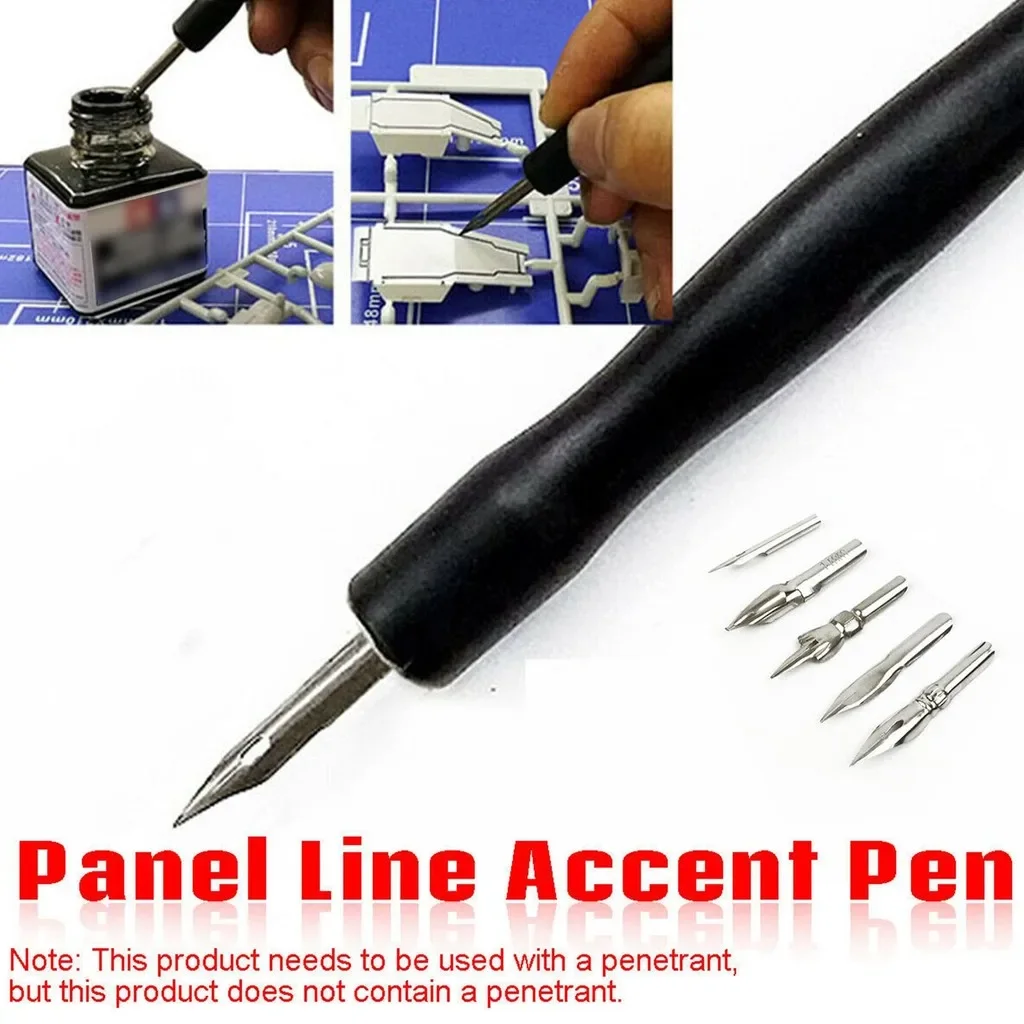 Model Panel Line Accent Color Specific Pen Avoid Scrubbing DIY Tool Pen Line Head With 5pcs Pen Hobby Paint Infiltration T0M6