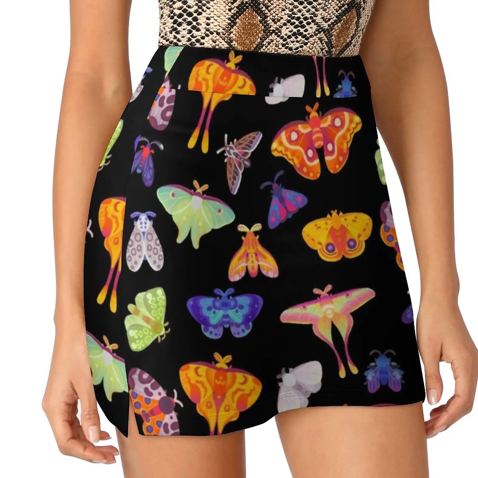 Moth Women's skirt With Hide Pocket Tennis Skirt Golf Skirts Badminton Skirts Running skirts Luna Moth Cottagecore Atlas Moth