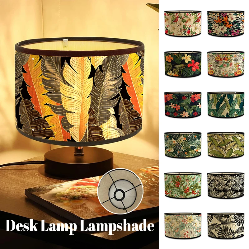 

Retro Style Bamboo Lampshades Retro Style Flowers Plant Printing Home Decor Light Cover Home Art Chandelier Wall Lamp Shade