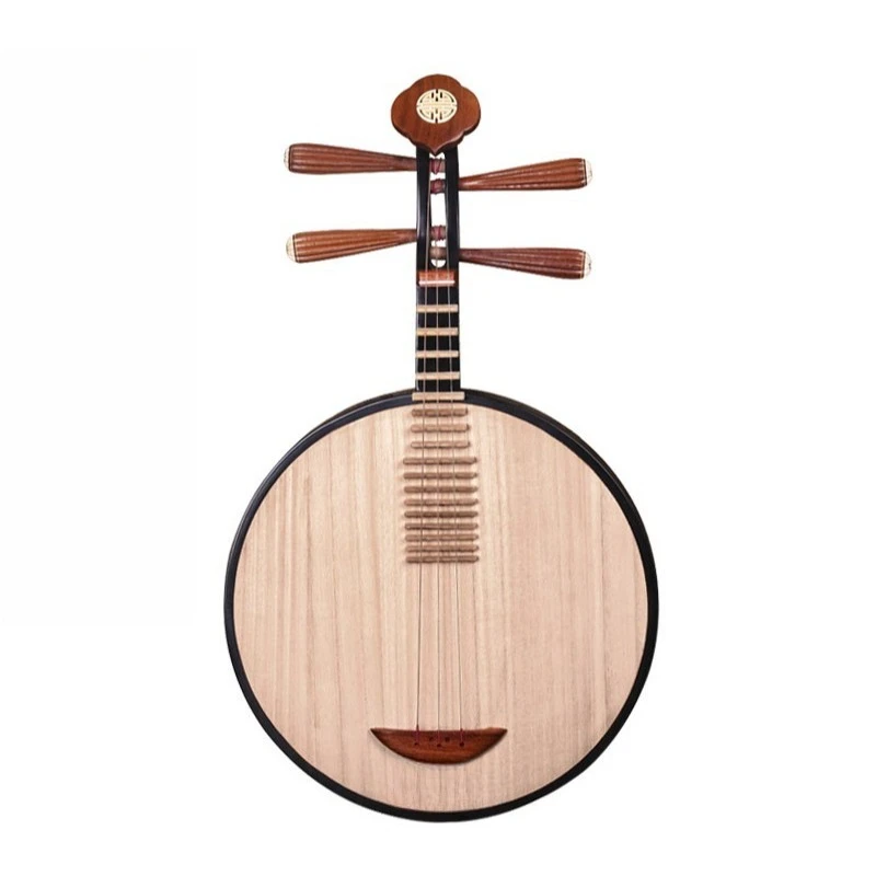 Colorful Wooden Yueqin, Yellow Sandalwood Tuning Pegs, Traditional Chinese Opera Folk Music, Exam Performance Instrument