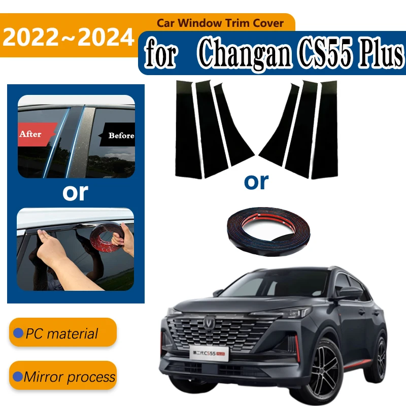 

Car Window Trim Cover for Changan CS55 Plus 2024 Accessories 2022 2023 II MK2 Column Pillar Posts Door Sticker Decal Accessories