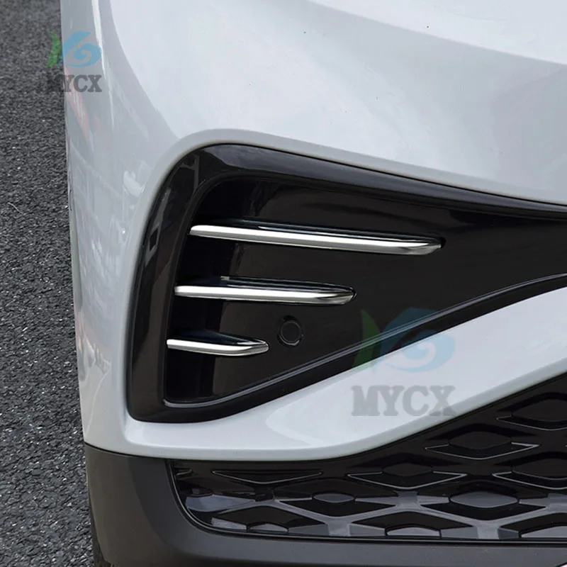 ل Volkswagen VW ID.4X ID.4 CROZZ 2021 + اكسسوارات السيارات الجبهة الضباب ضوء الحاجب غطاء إطاري الكسوة ABS كروم قطاع الخارجي #2