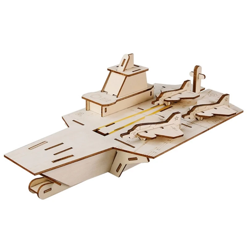 Slot-Joined Warship Model Building Set with Panels, Raised Island Detail, and Finished Ship for Desk or 15UB